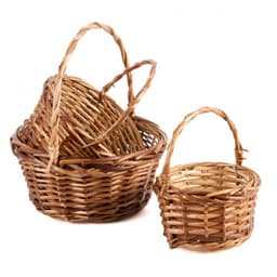 Набор плетеных корзин "Ива" D25*H12*25, D20*H11*23. D15*H9*19 см 3шт Круг Коричневый т.м.20