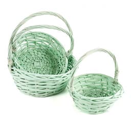 Набор плетеных корзин "Ива" D28*H12*30, D22*H10*26, D18*H9*20 см. 3шт Круг Светло-зеленый т.м.12