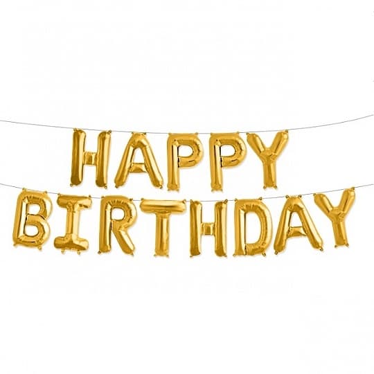 Набор шаров-букв (16"/41см) Happy Birthday,золото (только воздухом) Набор шаров-букв (16"/41см) Happy Birthday,золото (только воздухом)