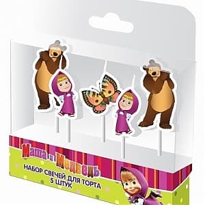 Набор свечей Маша и Медведь на палочке 5шт