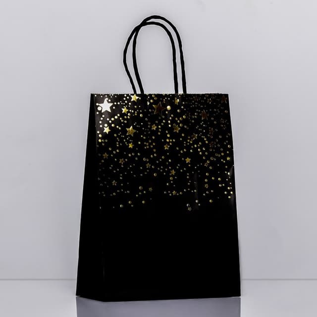 Пакет крафт "Звёзды", черный, 21 х 15 х 8 см Пакет крафт "Звёзды", черный, 21 х 15 х 8 см
