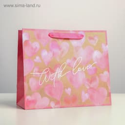 Пакет крафтовый горизонтальный With love, ML 27 × 23 × 11.5 см