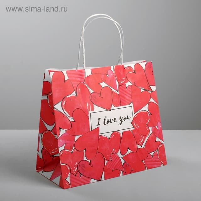 Пакет крафтовый «I love you», 22 × 25 × 12 см Пакет крафтовый «I love you», 22 × 25 × 12 см