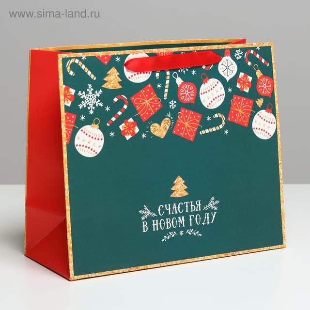 Пакет ламинированный горизонтальный «Счастья в Новом году», ML 27 × 23 × 11,5 см Пакет ламинированный горизонтальный «Счастья в Новом году», ML 27 × 23 × 11,5 см