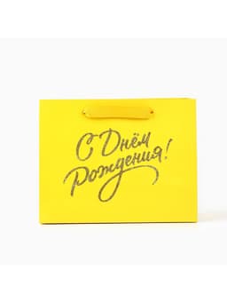 Пакет ламинированный «С Днём рождения», глиттер, MS, 23 х 18 х 10 см