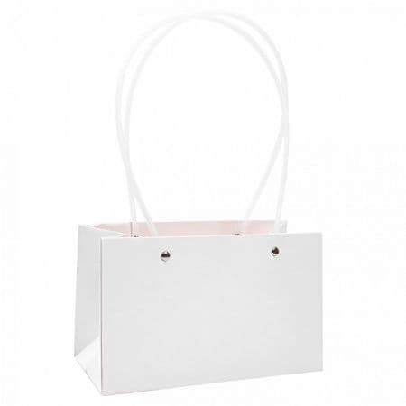 Пакет под цветы 12*12*8см Конус Персик с пластиковой ручкой