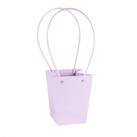Пакет под цветы 12*12*8см Конус Сиреневый с пластиковой ручкой