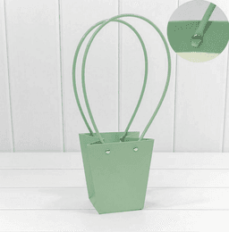 Пакет под цветы 13*9,5*15,5см Конус Бледно-зеленый с пластиковой ручкой