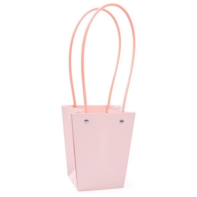 Пакет под цветы 13*9,5*15,5см Конус Пудра с пластиковой ручкой Пакет под цветы 13*9,5*15,5см Конус Пудра с пластиковой ручкой