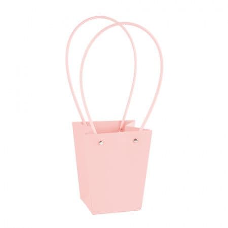 Пакет под цветы 13*9,5*15,5см Конус Розовый Бабл-гам с пластиковой ручкой