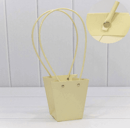 Пакет под цветы 13*9,5*15,5см Конус Сливочный с пластиковой ручкой