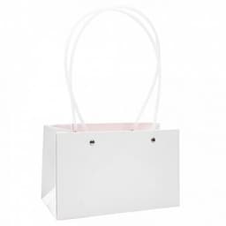 Пакет под цветы 22*10,5*13,5см Прямоугольник Белый с пластиковой ручкой