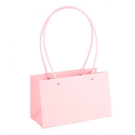 Пакет под цветы 22*10,5*13,5см Прямоугольник Розовый Бабл-гам с пластиковой ручкой