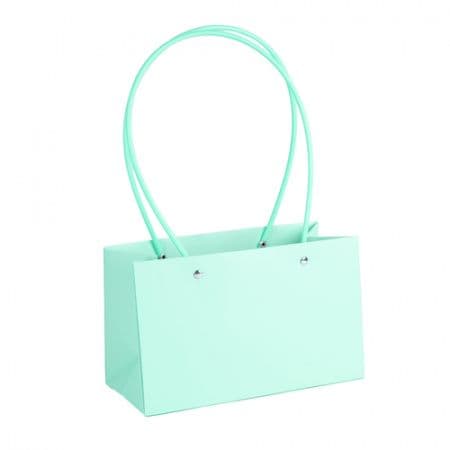 Пакет под цветы 22*10,5*13,5см Прямоугольник Светло-голубой с пластиковой ручкой Пакет под цветы 22*10,5*13,5см Прямоугольник Светло-голубой с пластиковой ручкой
