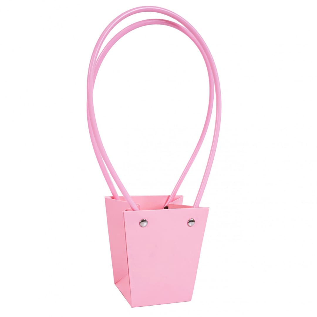 Пакет под цветы 9*6,5*10см Конус Бабл-гам с пластиковой ручкой