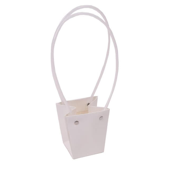 Пакет под цветы 9*6,5*10см Конус Белая с пластиковой ручкой Пакет под цветы 9*6,5*10см Конус Белая с пластиковой ручкой