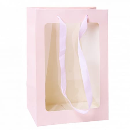 Пакет под цветы с окошком Персиковая 20*30*16см