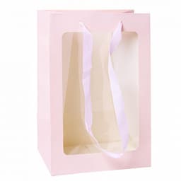 Пакет под цветы с окошком Персиковая 20*30*16см