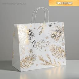 Пакет подарочный крафтовый Best winter, 32 × 28 × 15 см