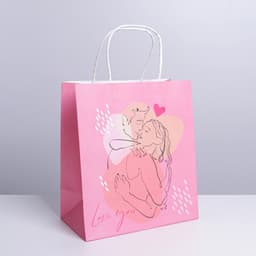 Пакет подарочный крафтовый «С тобой», 22 × 25 × 12 см