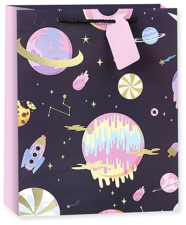 Пакет подарочный, Яркий космос, 23*18*10 см Пакет подарочный, Яркий космос, 23*18*10 см