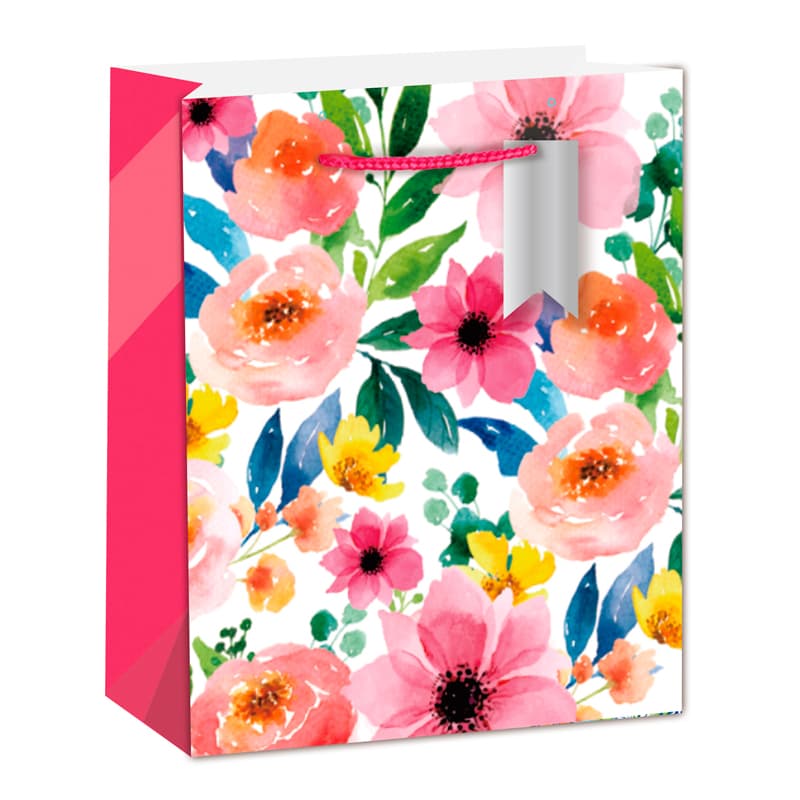 Пакет подарочный "Акварельные цветы", 26*32*12 см