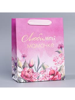 Пакет подарочный ламинированный, упаковка, «Любимой маме», MS 18 х 23 х 10 см