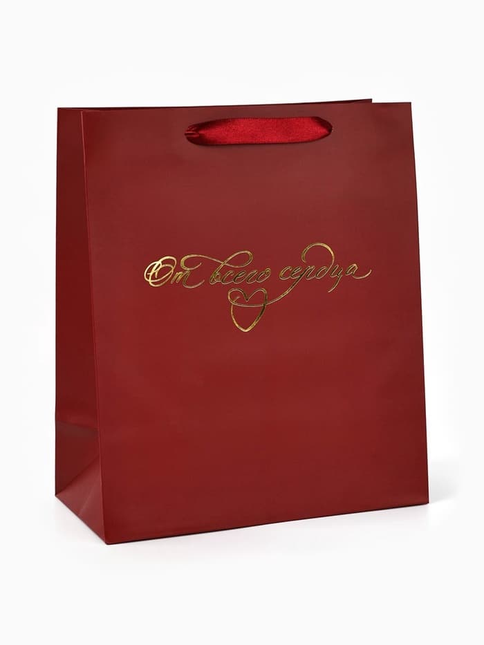 Пакет подарочный ламинированный, упаковка, «От всего сердца», ML 23×27×11.5 см