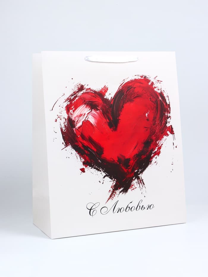 Пакет подарочный ламинированный вертикальный «С любовью», XL 40×49×19 см