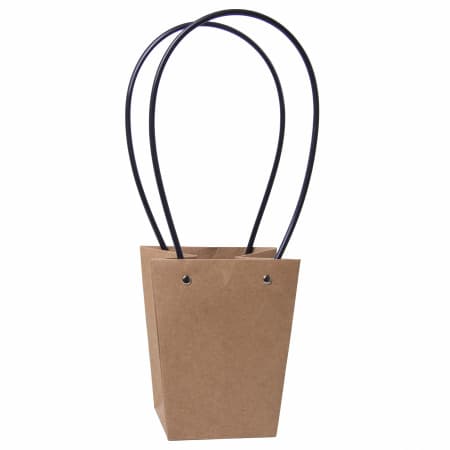 Пакет / Сумка под цветы Конус Крафт с пластиковой ручкой 13*9,5*15,5см