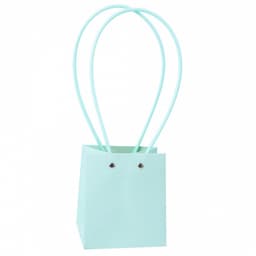 Пакет / Сумка под цветы Квадрат Голубой с пластиковой ручкой 11.5*13*10,5см