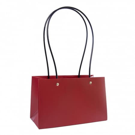Пакет / Сумка под цветы Прямоугольник Красная с пластиковой ручкой 22*10,5*13,5см
