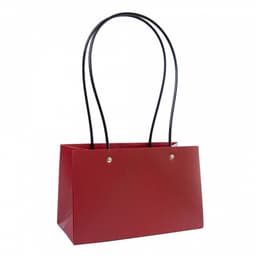 Пакет / Сумка под цветы Прямоугольник Красная с пластиковой ручкой 22*10,5*13,5см