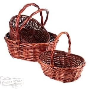 Плетеная корзина "Ива" Овал Коричневый 31*30*H12 см