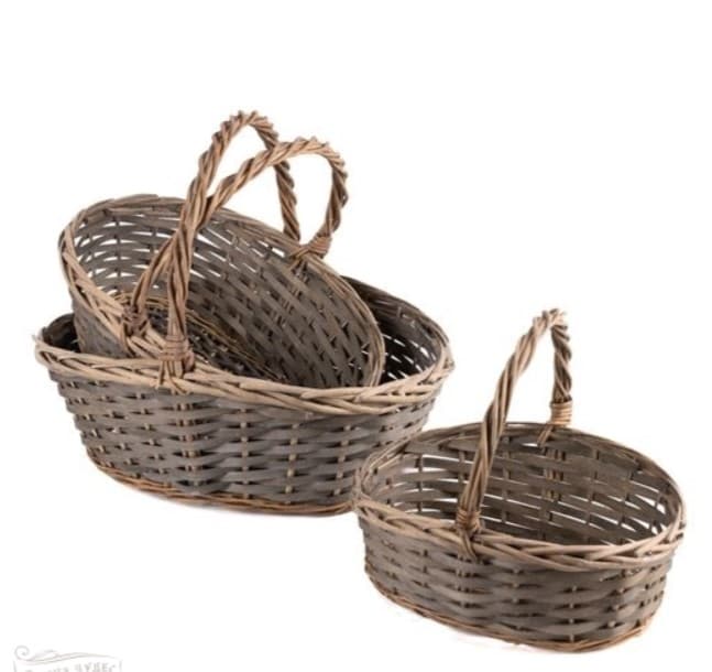 Плетеная корзина Ива серый овал 36*30*12 см