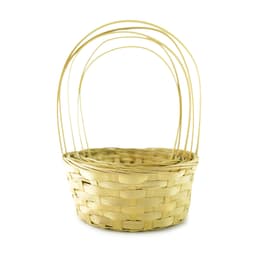 Плетеная корзина с ручкой Бамбук светлый круг 16*16*29 см