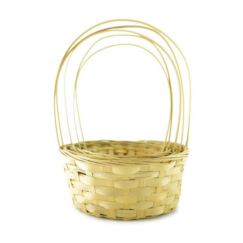 Плетеная корзина с ручкой Бамбук светлый круг 19*19*31 см