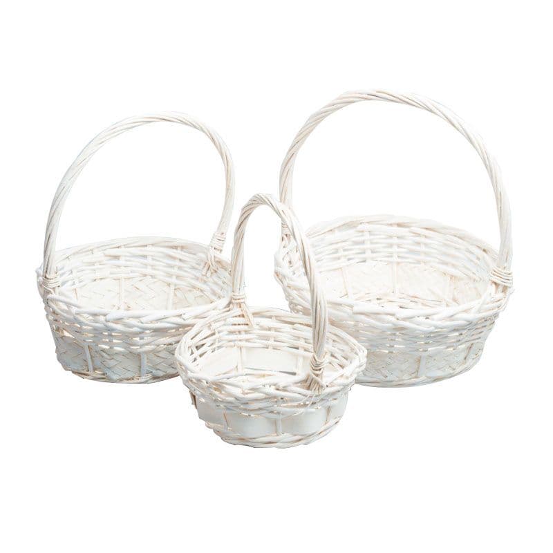 Плетеная корзина с ручкой Ива, белая 21*21*27 см