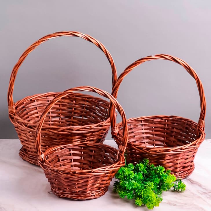 Плетеная корзина с ручкой Ива, коричневая 24,5*26*9 см