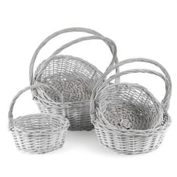 Плетеная корзина с ручкой Ива, Круг Белый D27*H12/30 см