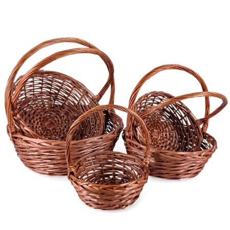 Плетеная корзина с ручкой Ива, Круг D28*H12/35 см Плетеная корзина с ручкой Ива, Круг D28*H12/35 см