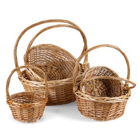 Плетеная корзина с ручкой Ива, Круг Натуральный 30*Н16/44 см Плетеная корзина с ручкой Ива, Круг Натуральный 30*Н16/44 см