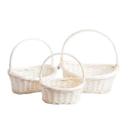 Плетеная корзина с ручкой Ива, S белая / большая 30*22*31см