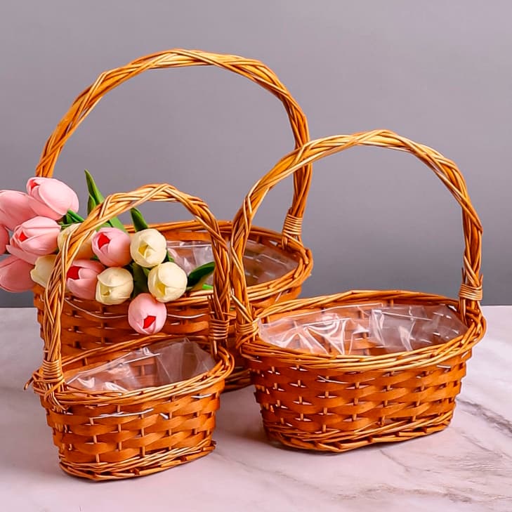 Плетеная корзина с ручкой Ива, светло-коричневая 19*13*9 см