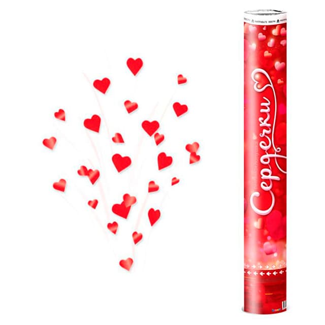 Пневмохлопушка Сердечки 60 см Пневмохлопушка Сердечки 60 см