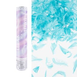 Пневмохлопушка (12/30 см), Гендер Пати, Сынок или Дочка?, Перья, Голубой, 1 шт.