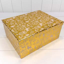 Подарочная коробка Новогодняя сказка, Золото, Металлик,21*15*8,5 см