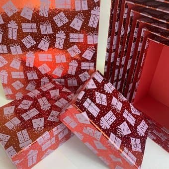 Подарочная коробка Подарки, Красный, Металлик, 29*22*12,5 см Подарочная коробка Подарки, Красный, Металлик, 29*22*12,5 см