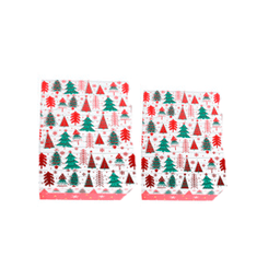 Подарочная коробка "С Новым Годом! Разноцветные елки", Бело-красный с тиснением фольгой , 29*21*8 см