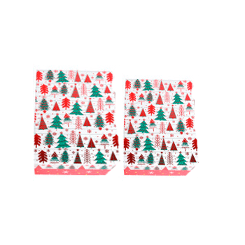 Подарочная коробка "С Новым Годом! Разноцветные елки", Бело-красный с тиснением фольгой , 27.5*19.5*7.5 см